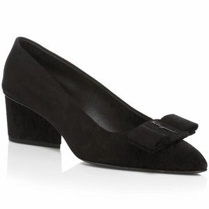 Salvatore Ferragamo Viva 55 Bow Suede Leather Pumps